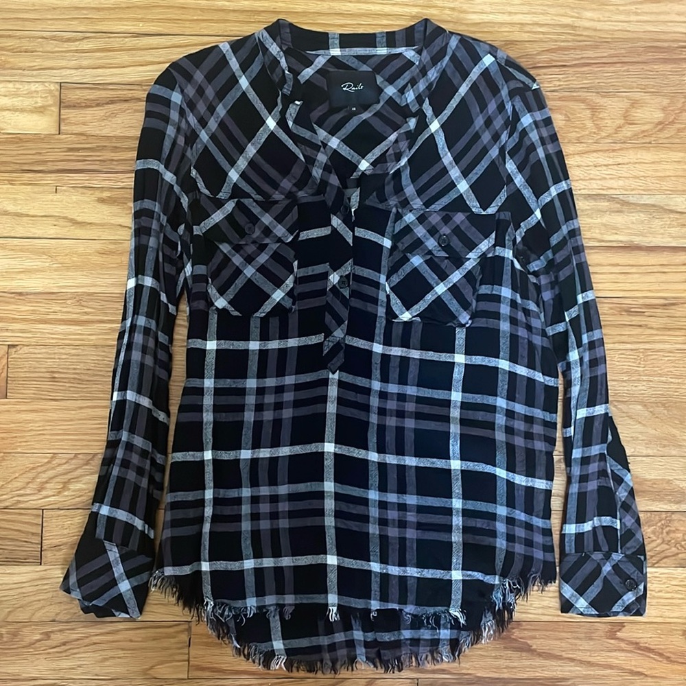 Rails Black and White Plaid Flannel Top